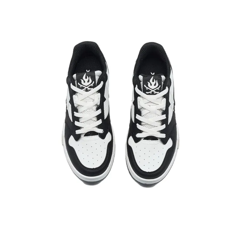 XTEP Yujie Anti Slip Wear Resistant Low Top Skateboard Shoes Women's Black White-4