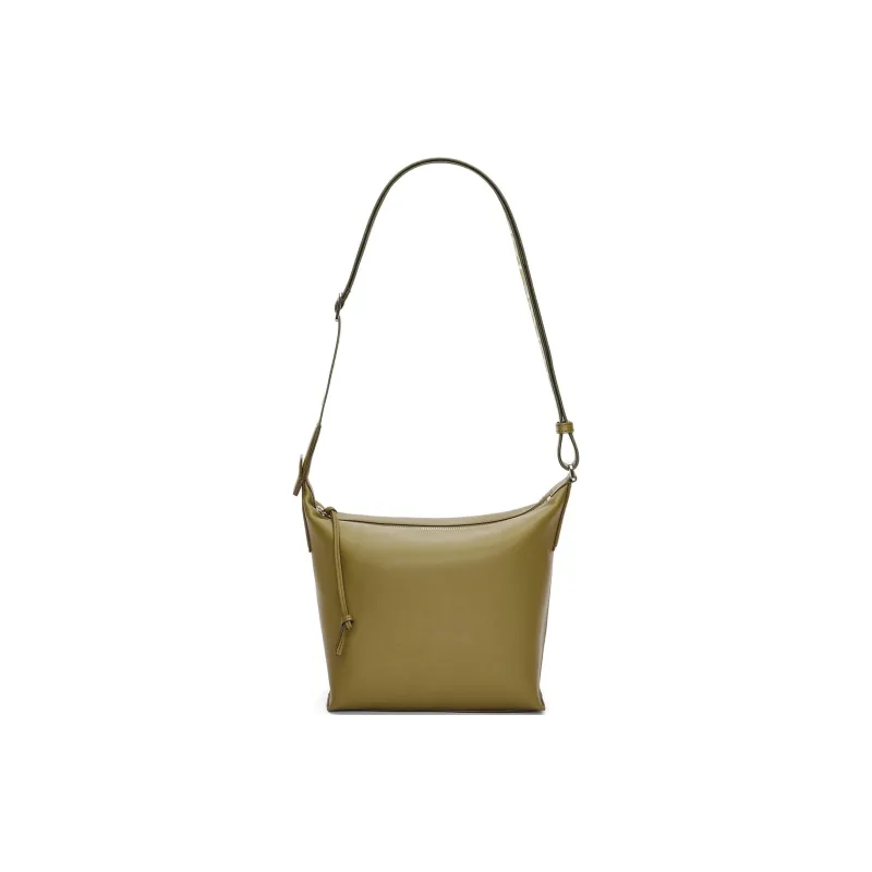 LOEWE Cubi Soft Smooth Cow Leather Shoulder Bag Crossbody Bag Small Size Men's Olive-0