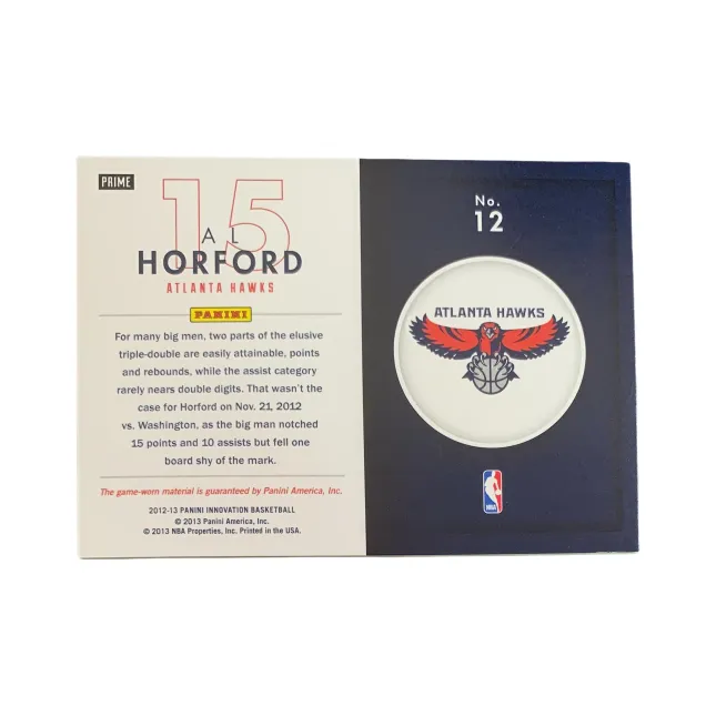 PANINI 2012 13 Hawks Al Horford 05/15 Patch Game Used Jersey Same Back Patch Star Card Access Pass Sports Cards 1 Pc-1