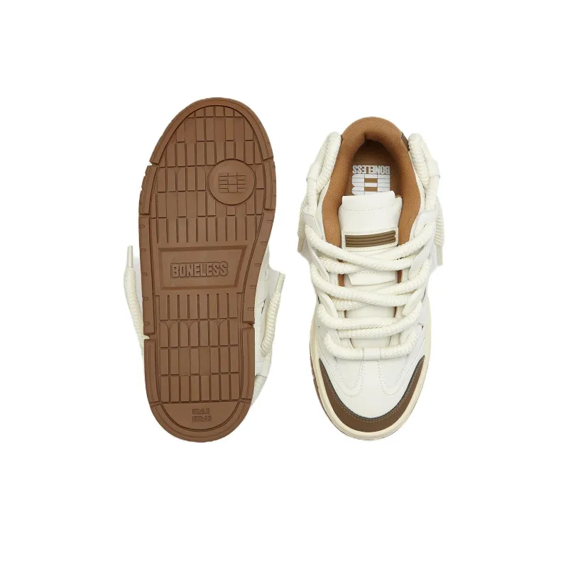 BONELESS Arch Lightweight Coverage Low Top Skateboard Shoes Unisex White Brown-4