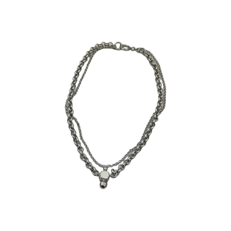 JUSTINE CLENQUET Brass, Palladium Plated, Crystal, Glass Necklaces Women's Silver-1
