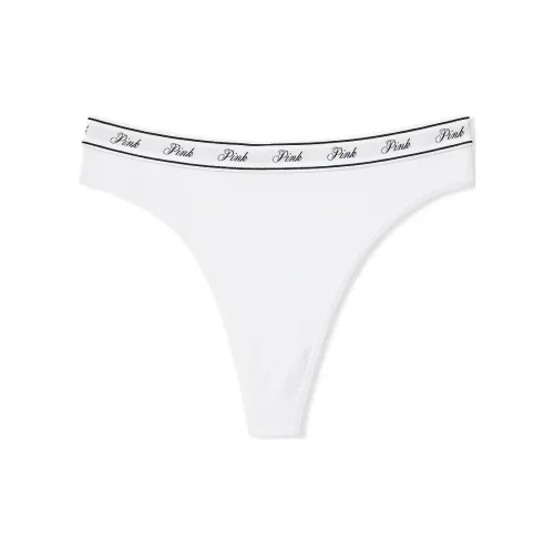 Victoria's Secret PINK LOGO COTTON HIGH-WAIST THONG PANTY / Underpants Women's 1 Pack Optical White