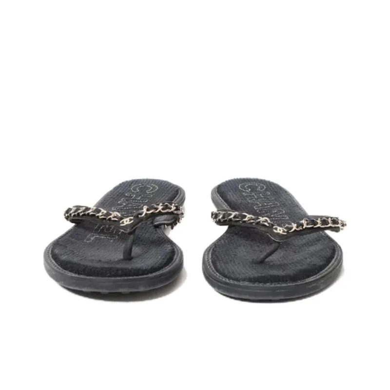 CHANEL Flip Flops Women's Black-4