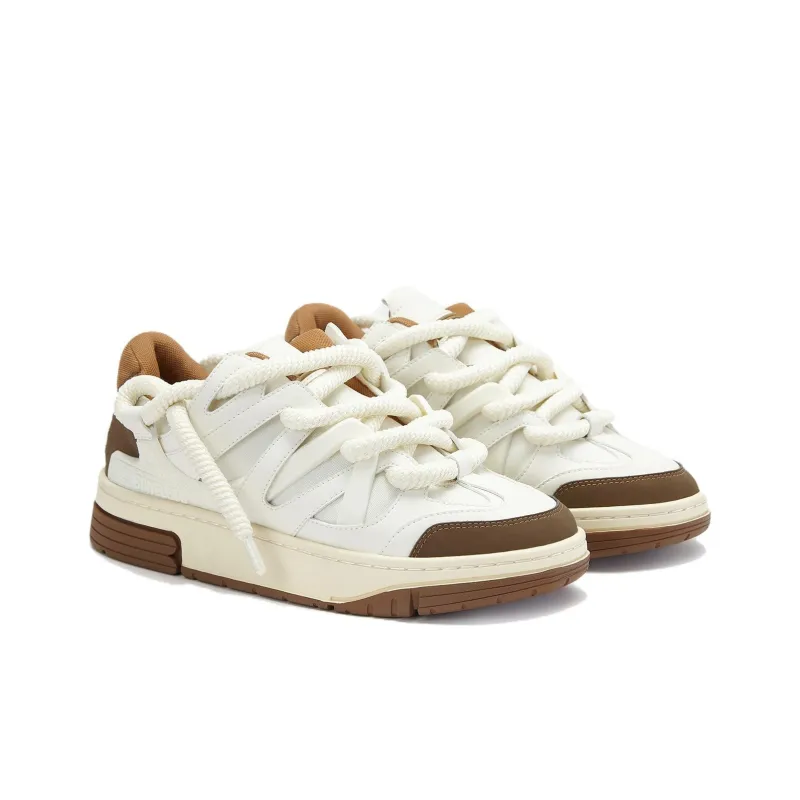 BONELESS Arch Lightweight Coverage Low Top Skateboard Shoes Unisex White Brown-1