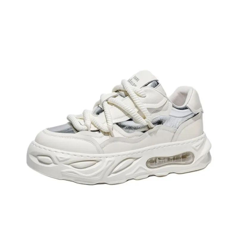 JANE HARLOW Low-Top Chunky Sneakers Women's White Silver-2