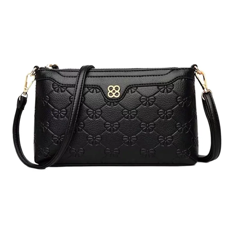 BRINCH High quality Fabric Crossbody Bag, Shoulder Bag Regular Unisex Black/Burgundy-1