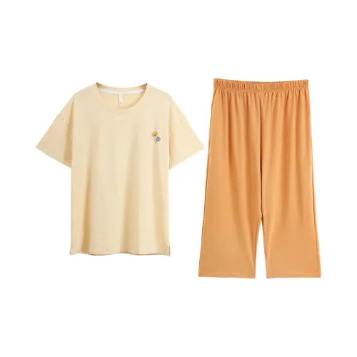 XIN1BU Pajama Set Women's Apricot Scent Yellow