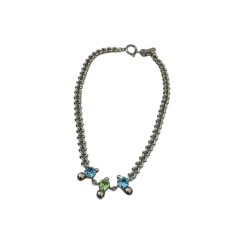 JUSTINE CLENQUET Brass, Palladium Plated, Artificial Crystal Necklaces Women's Silver