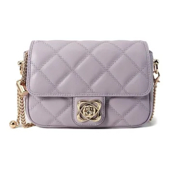Why Cow Leather Shoulder Bag, Crossbody Bag Small Size Women's Hyacinth Purple/White/Black
