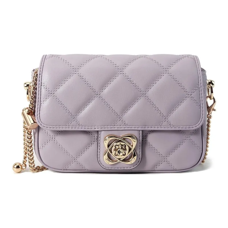 Why Cow Leather Shoulder Bag, Crossbody Bag Small Size Women's Hyacinth Purple/White/Black-0