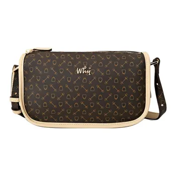 Why Artificial Leather Crossbody Bag, Shoulder Bag Medium Size Women's Coffee/Beige