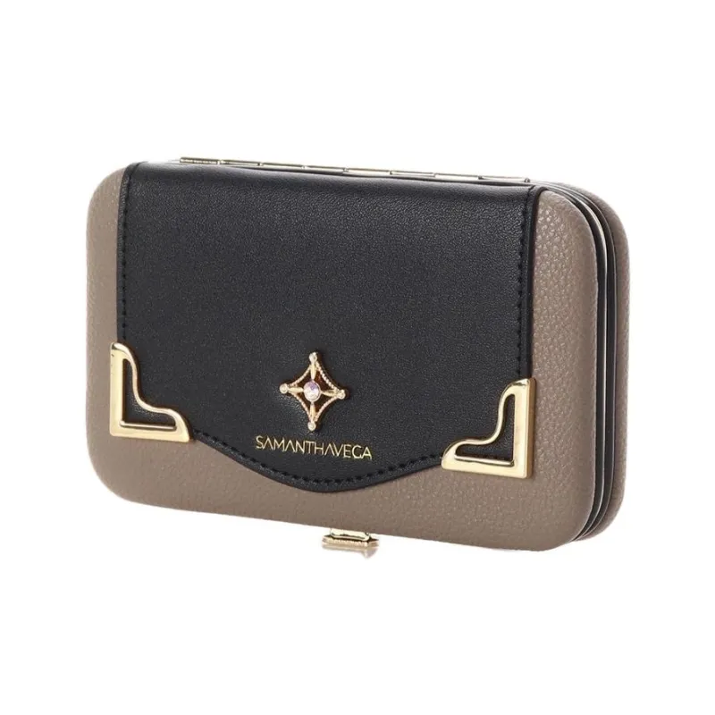 SAMANTHA THAVASA Synthetic Leather Card Holder Women's Plain Fabric Color-1