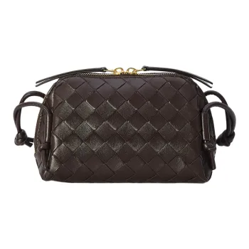 Bottega Veneta Intrecciato Leather Clutch Bag Over The Shoulder Women's Brown