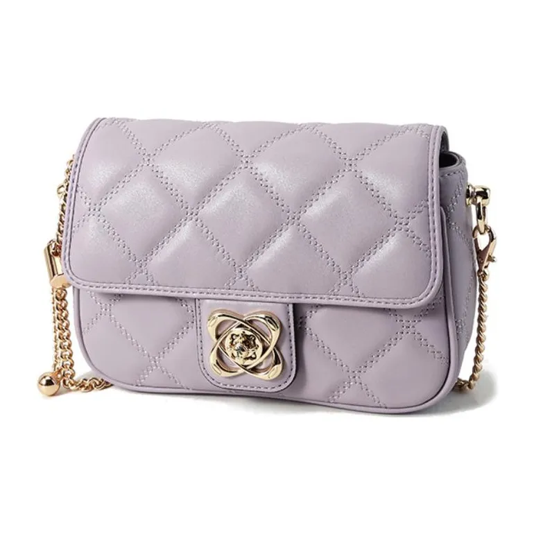 Why Cow Leather Shoulder Bag, Crossbody Bag Small Size Women's Hyacinth Purple/White/Black-1