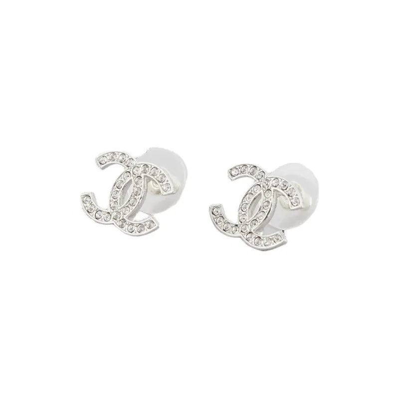 CHANEL Cubic Zirconia Earrings Unisex-2