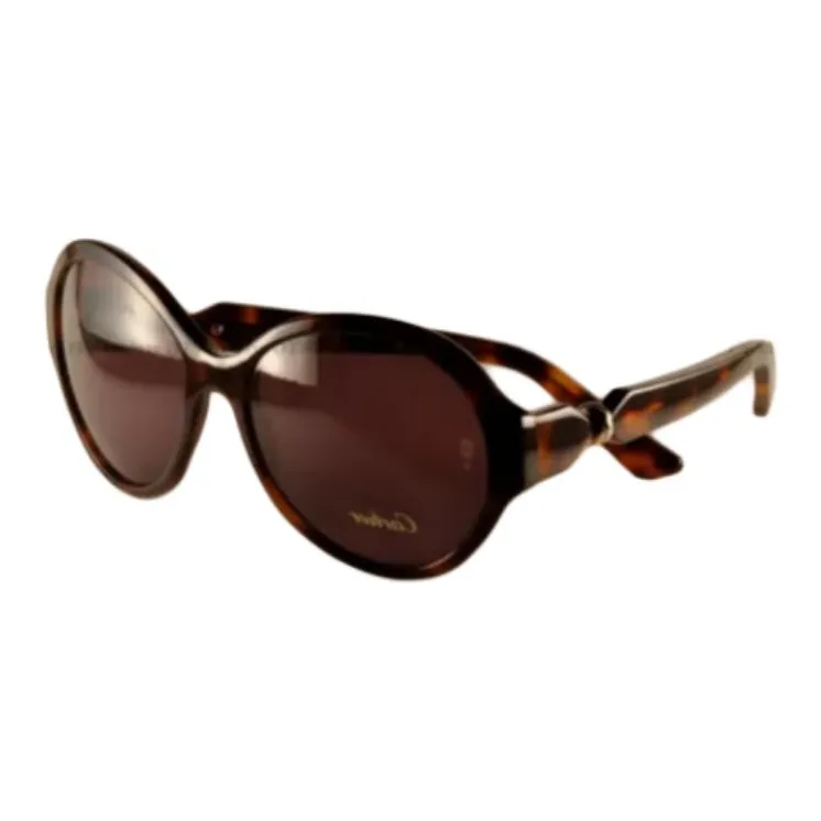 CARTIER Plastic Oval Sunglasses Unisex Tortoiseshell-0