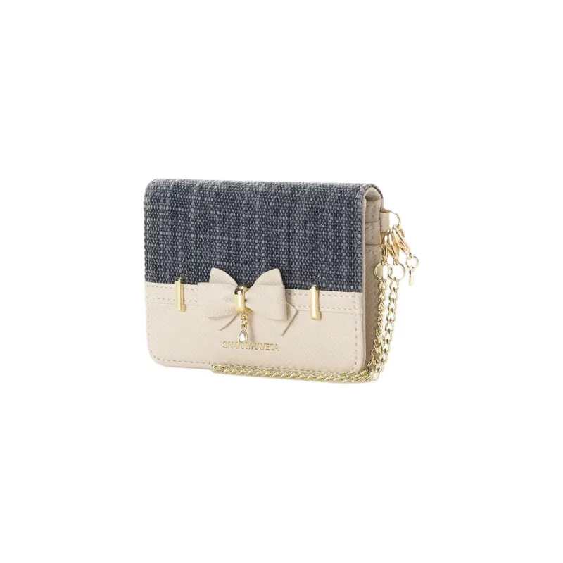SAMANTHA THAVASA Cotton Synthetic Leather And Polyester Blend Card Holder Women's Indigo-1