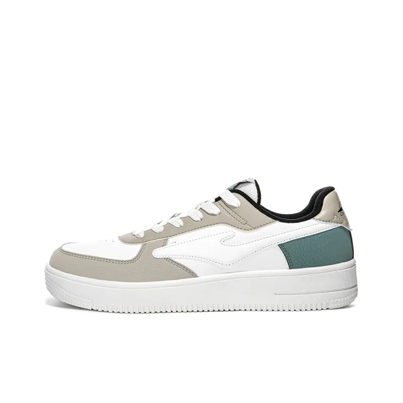 Erke Durable Breathable Low Top Skateboard Shoes Men's Microcrystalline White Light Linen-0