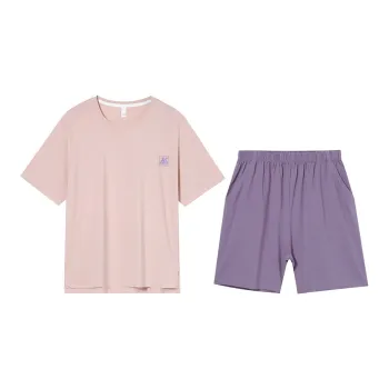 XIN1BU Pajama Set Women's Beige Mini Pink