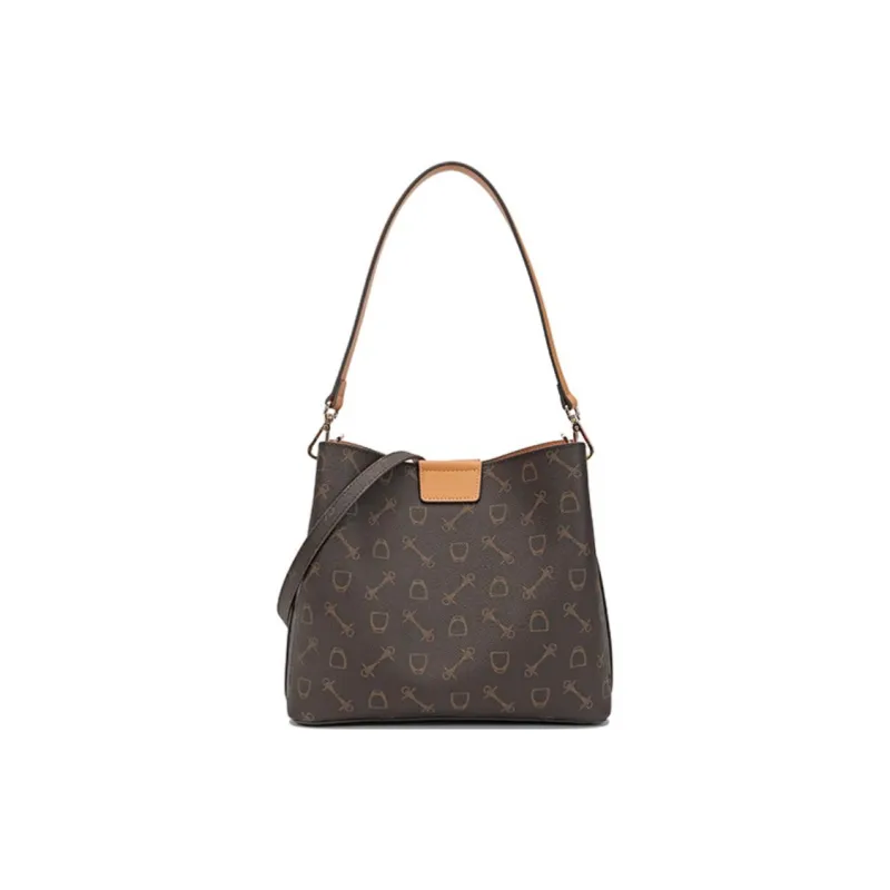 Why Artificial Leather Shoulder Bag Women's Dark Coffee/Apricot-0