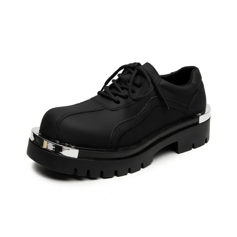 Zuogedu Versatile Trendy Sneakers & Casual Shoes Large Head Fashion Derby Shoes Men's Black-1