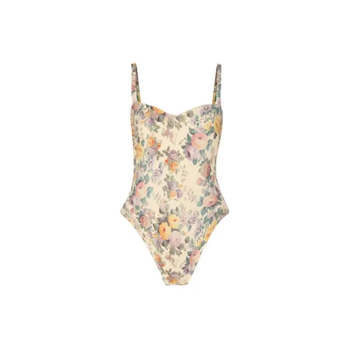 Selkie One-Piece Swimsuits Women's Golden Base With Romantic Rose Print