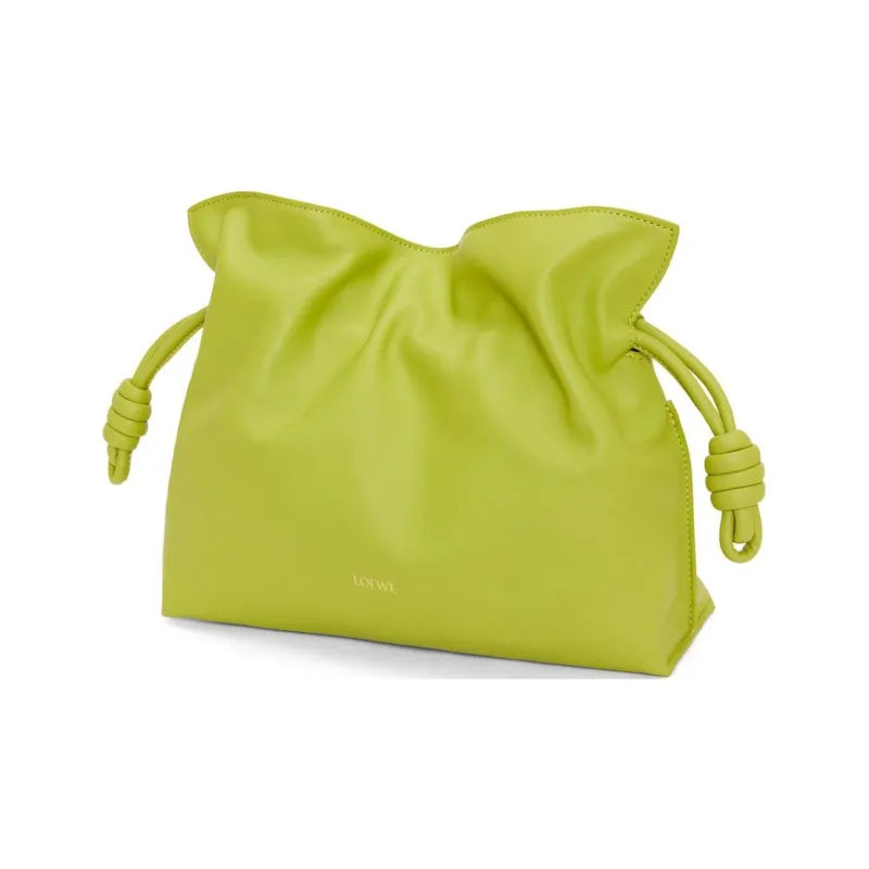 LOEWE Flamenco Napa Calf Leather One Shoulder Crossbody Clutch Medium Size Women's Meadow Green-3