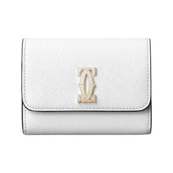 CARTIER C De Cartier Collection Textured Calfskin Wallet Mini Unisex Bright White