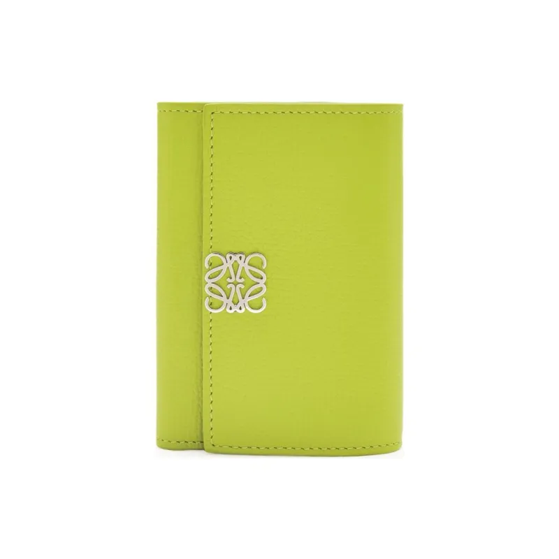 LOEWE Anagram Pebble Texture Calfskin Wallet Trumpets Women's Pasture Green-0