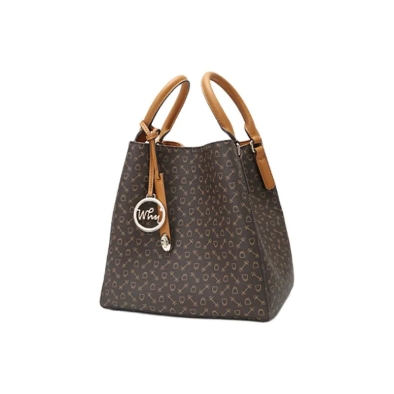 Why Artificial Leather Bucket Bag, Shoulder Bag, Crossbody Bag, Handbag Medium Size Women's Coffee/Milk Tea-1