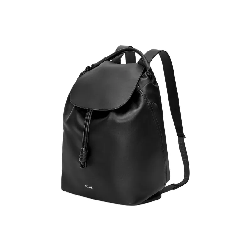 LOEWE Flamenco Shiny Soft Cow Leather Backpack Men's Black-1