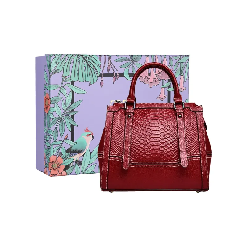TTaG．baG Top Grain Cow Leather Handbag Women's Blue/White/Red/Black-6