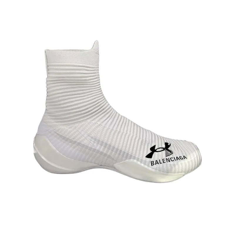 Balenciaga x Under Armour Speed Trainer Anti-Slip Wear-Resistant High-Top Casual Shoes Women's White-1
