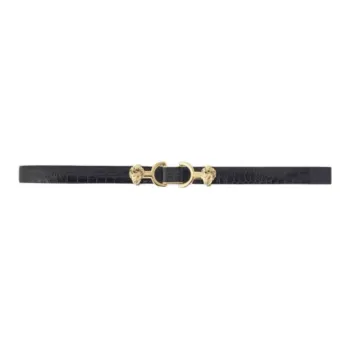 Maje Lion buckle Thin Leather Belt