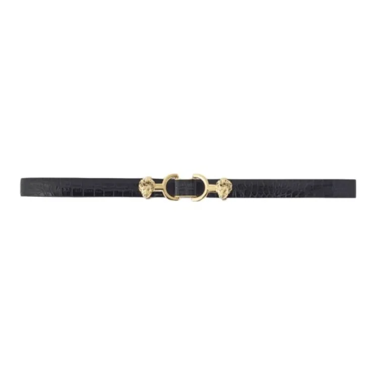 Maje Lion buckle Thin Leather Belt-0