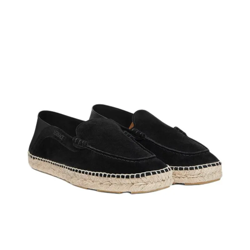 VERSACE Logo-print Suede Espadrilles-2
