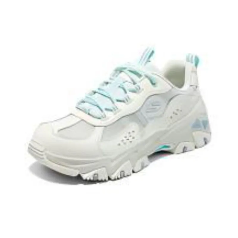 Skechers Cushioning Wear Resistant Low Top Chunky Sneakers Women's White Green-2