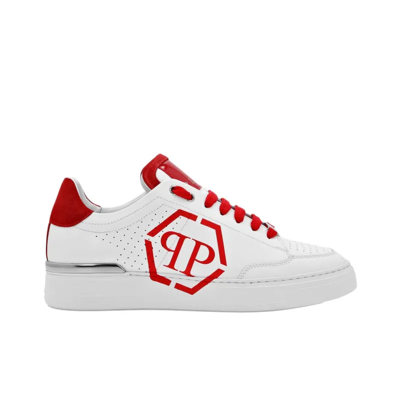 PHILIPP PLEIN Hexagon Low Top Skateboard Shoes Men's Red-1