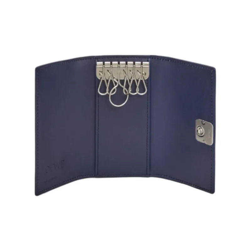 LOEWE Anagram Pebble Texture Calfskin Key Pouch Women's Dark Blue-3