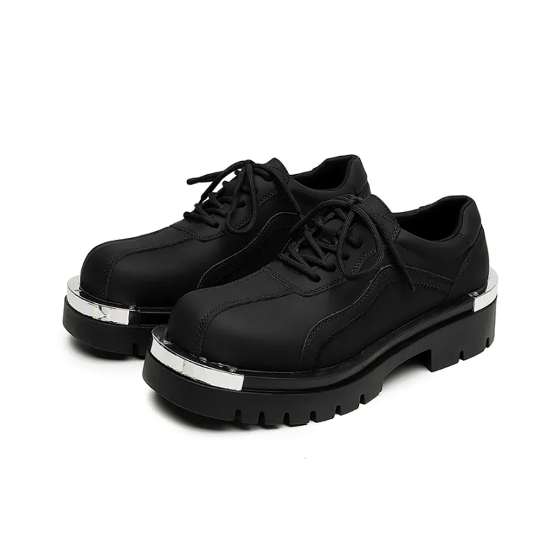 Zuogedu Versatile Trendy Sneakers & Casual Shoes Large Head Fashion Derby Shoes Men's Black-2