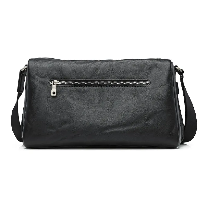 GOLDLION Cow Leather Shoulder Bag, Crossbody Bag Men's Black-2