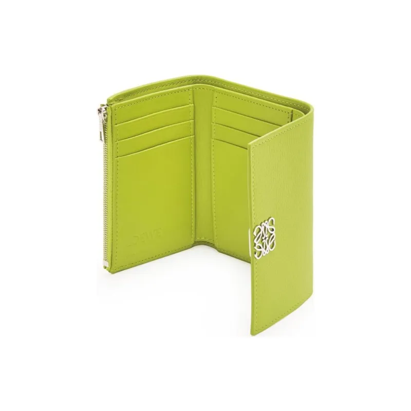 LOEWE Anagram Pebble Texture Calfskin Wallet Trumpets Women's Pasture Green-3