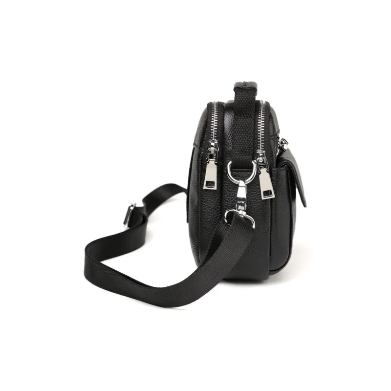 DOSRFINI Genuine Leather Shoulder Bag, Crossbody Bag, Handbag Men's Black-1