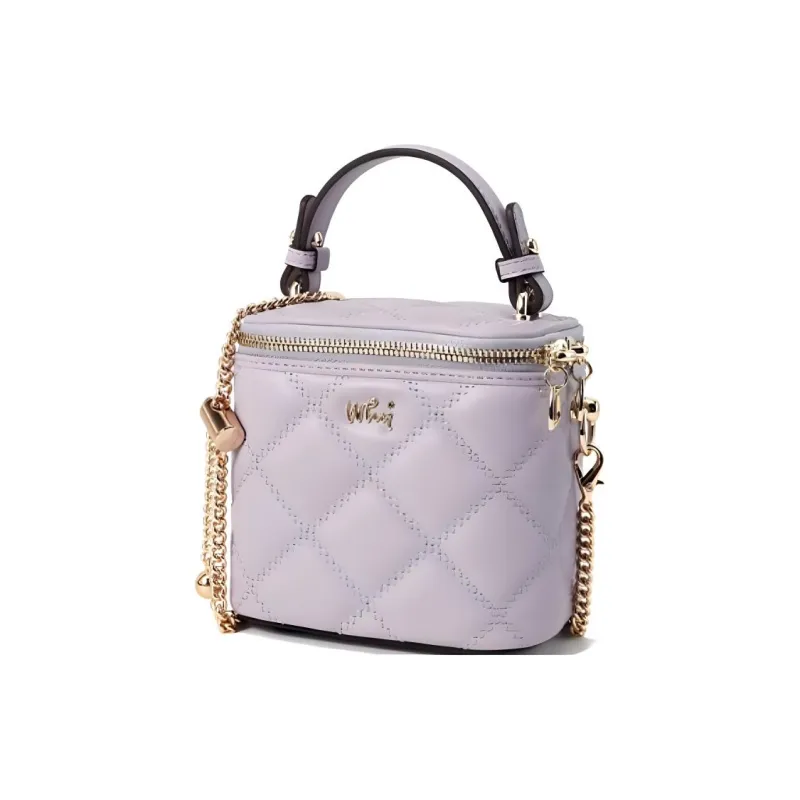 Why Cow Leather Shoulder Bag, Crossbody Bag, Handbag Mini Women's White/Black/Hyacinth Purple-14