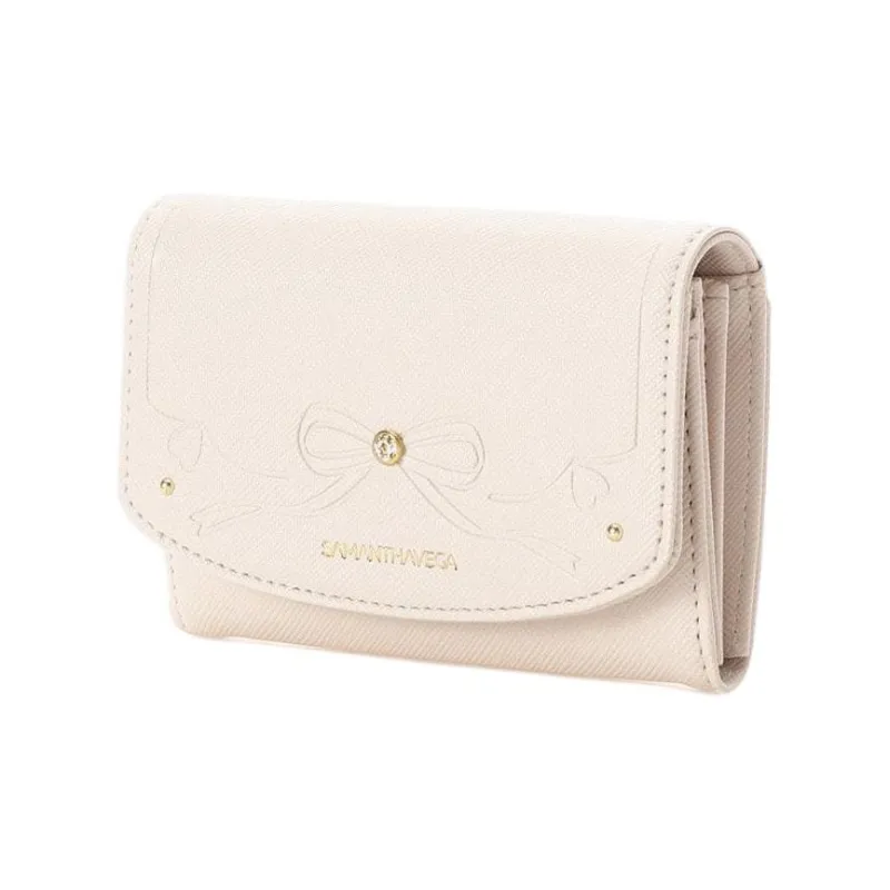 SAMANTHA THAVASA Synthetic Leather Card Holder Women's Ecru-2