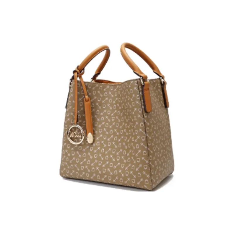 Why Artificial Leather Bucket Bag, Shoulder Bag, Crossbody Bag, Handbag Medium Size Women's Coffee/Milk Tea-8