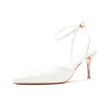 YAFEI XUANYU One-Strap Sandals High Heels 7cm Women's White