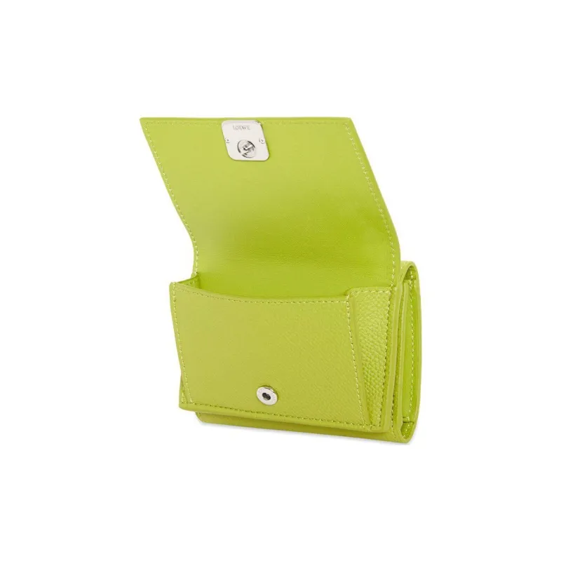 LOEWE Anagram Pebble Texture Calfskin Wallet Women's Pasture Green-3