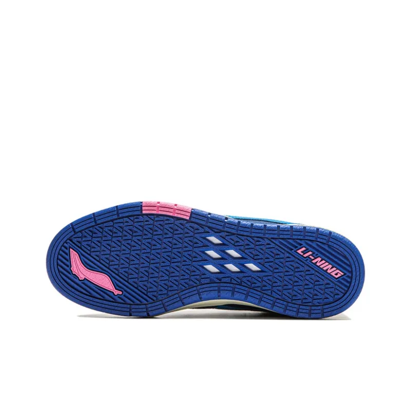 LiNing Anti-Slip Wear-Resistant Low-Top Skateboard Shoes Women's White Blue-6
