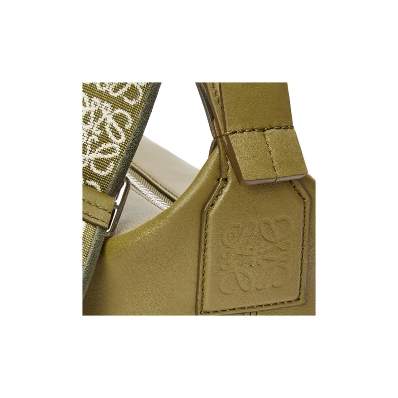 LOEWE Cubi Soft Smooth Cow Leather Shoulder Bag Crossbody Bag Small Size Men's Olive-3